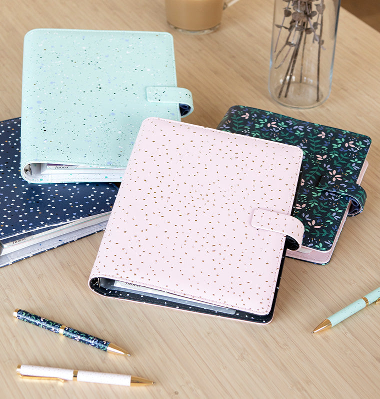 Filofax A5 Confetti 2026 Week-to-View Diary - 5 Language Refill With QR Codes, Pink & Charcoal Design, 148x210mm