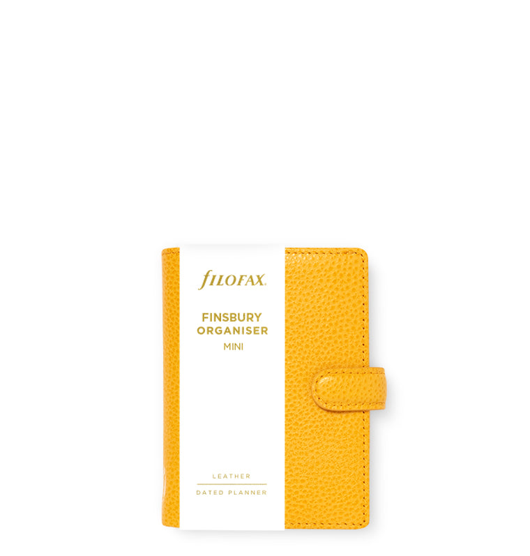 Filofax Finsbury Mini Leather Organizer in Mustard Yellow  -with packaging