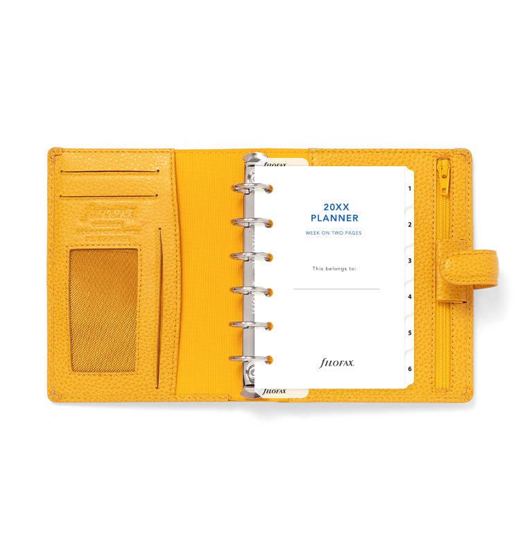 Filofax Finsbury Pocket Leather Organizer in Mustard Yellow - with diary