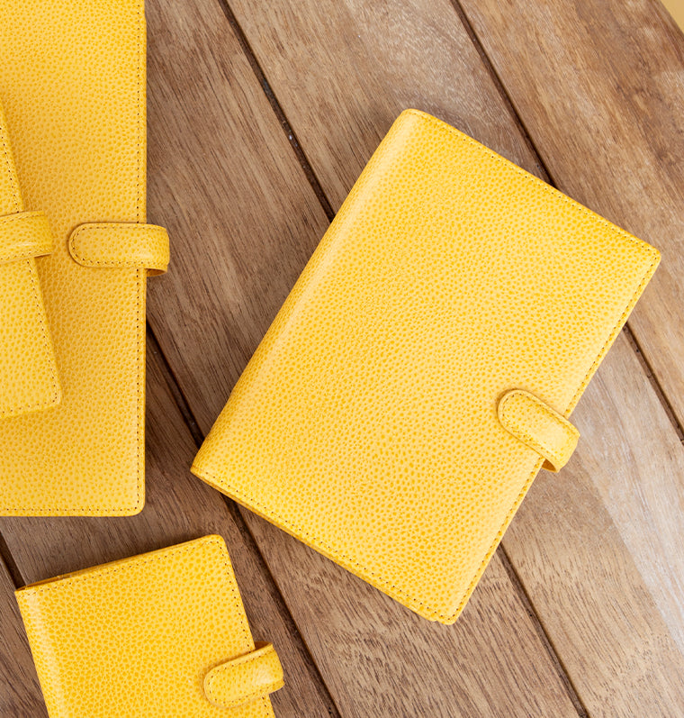 Filofax Finsbury Personal Leather Organizer in Mustard Yellow Collection