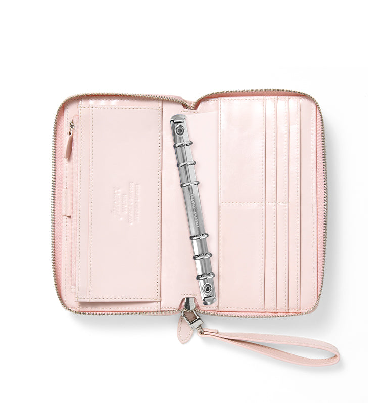 Filofax Malden Personal Compact Zip Leather Organizer in Pink - with removable ring mechanism