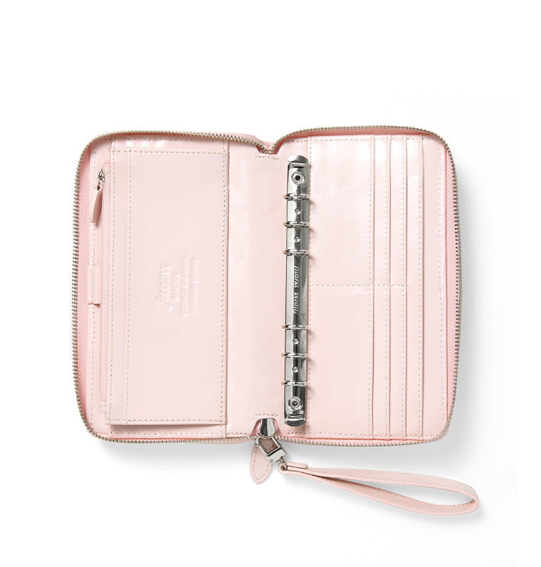 Filofax Malden Personal Compact Zip Leather Organizer in Pink  - credit cards and zipped pocket for purse functionality