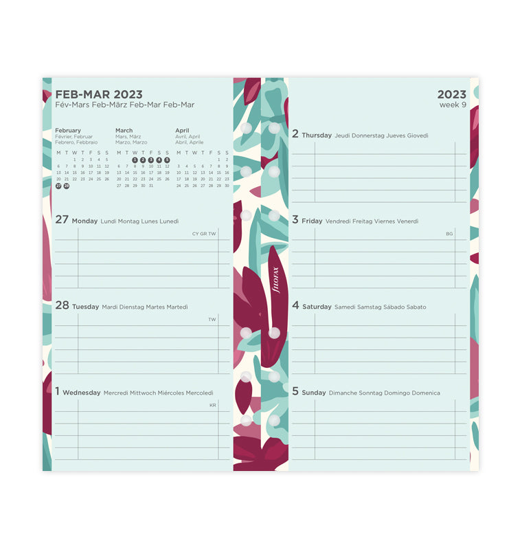 Floral Illustrated Diary Refill Pack Pocket 2023 - Filofax – Filofax US