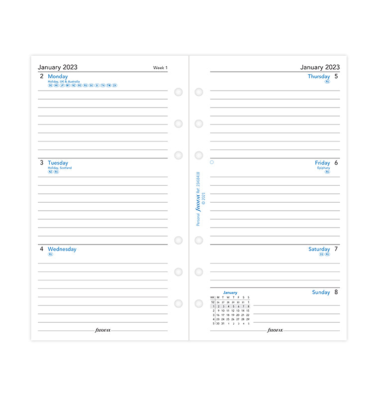 Week On Two Pages Diary Mini 2023 Cotton Cream - Filofax – Filofax US