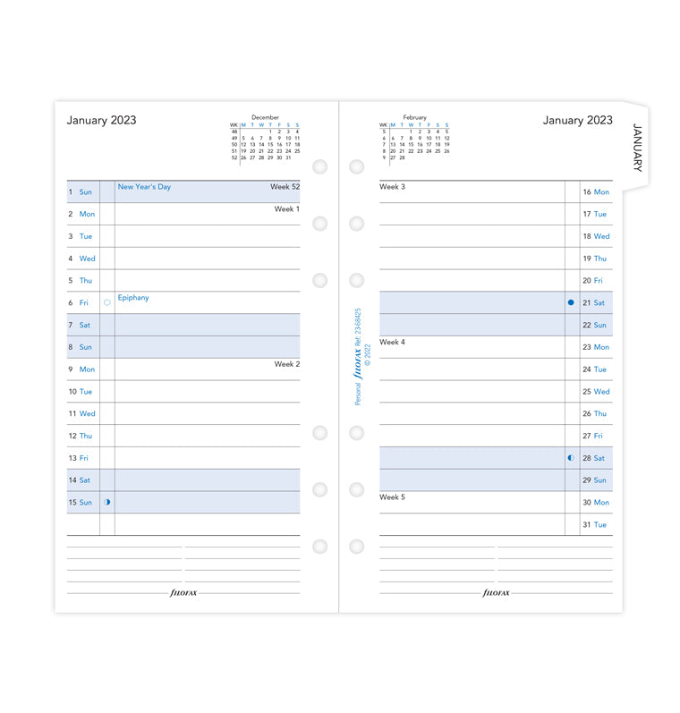 Month on 2 Pages Tabbed Deluxe Planner Calendar Refill – RAINBOW