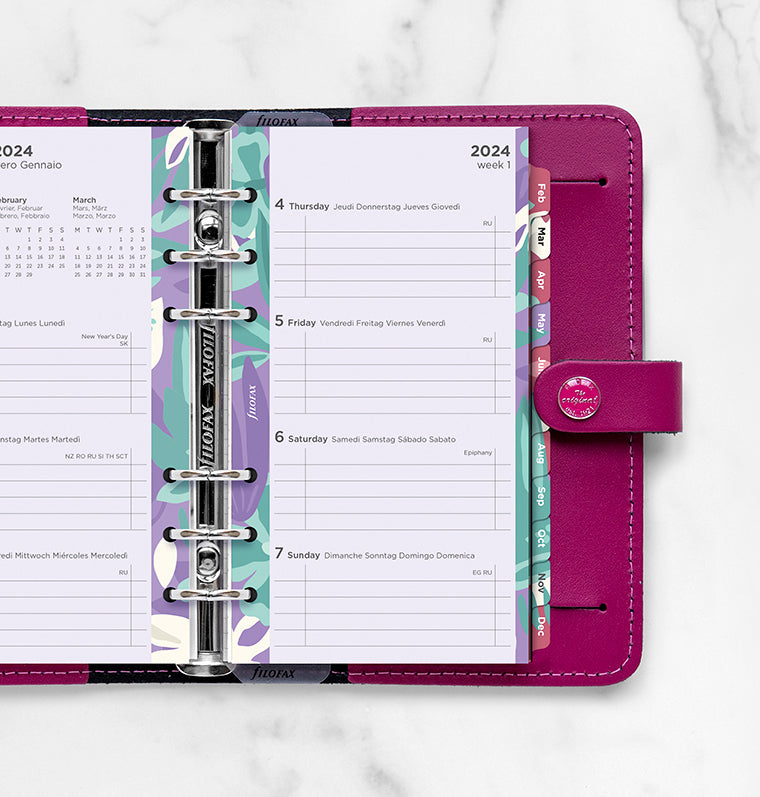  Filofax Personal Illustrated Floral Week on 2 Pages 2024 Diary  Pack : Office Products