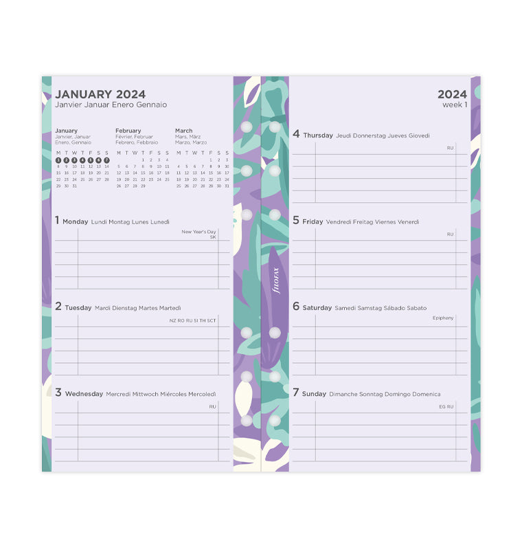 Floral Illustrated Diary Refill Pack Personal 2024 - Filofax – Filofax US