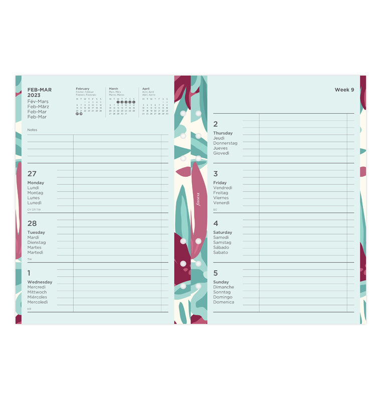  Filofax Calendar Diary Refill, Personal/Compact Size,  Week-to-View, White Paper, Ruled, English, 2024 (C68418-24) : Office  Products