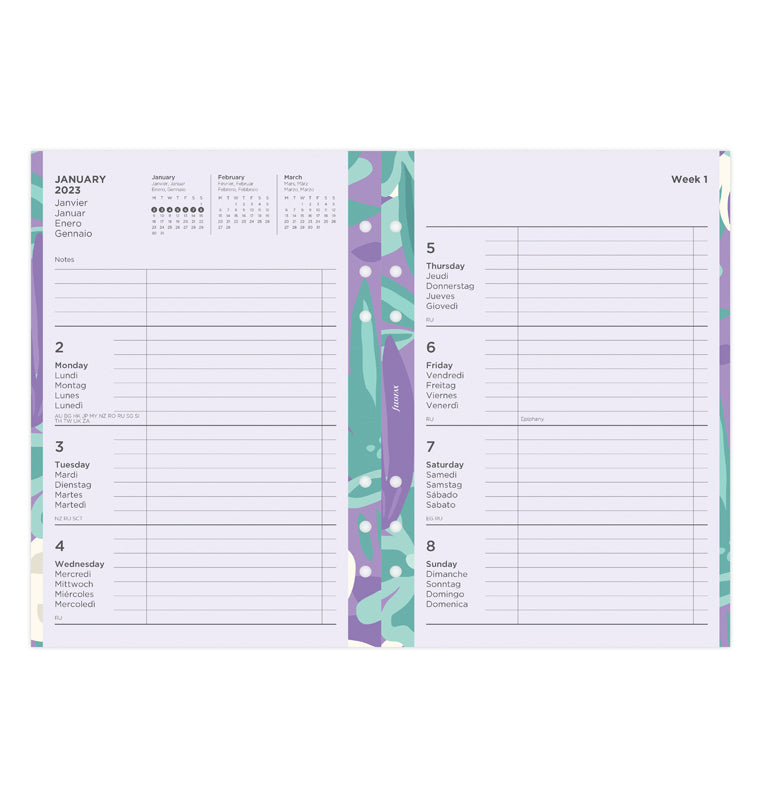 2024 Filofax Personal Size refill 24-68423, Two Days on One Page, 95mm x  171mm
