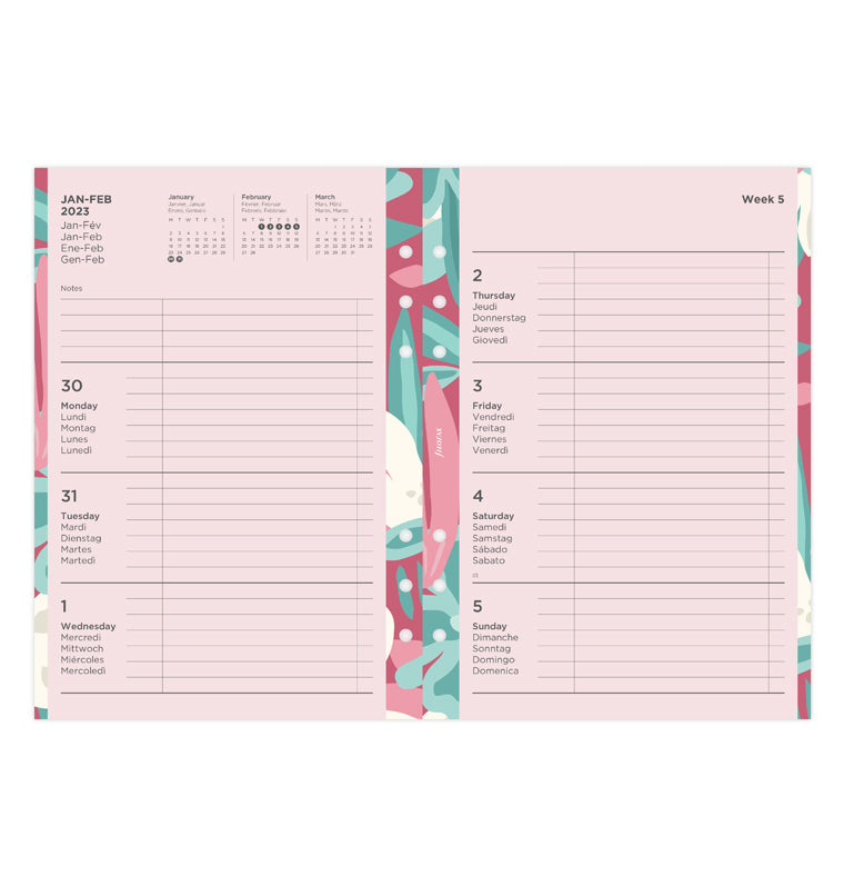  Filofax Personal Illustrated Floral Week on 2 Pages 2024 Diary  Pack : Office Products