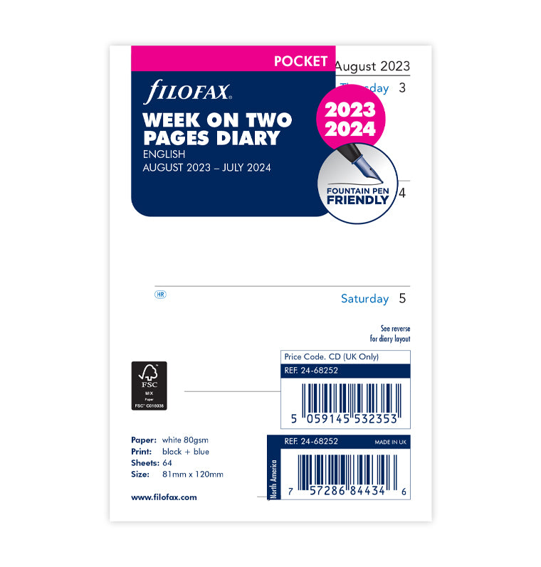 Week On Two Pages Academic Diary - Pocket 2023-2024 English