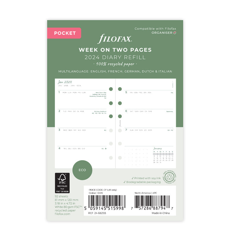 Confetti Week on Two Pages Diary Refill - Personal 2024
