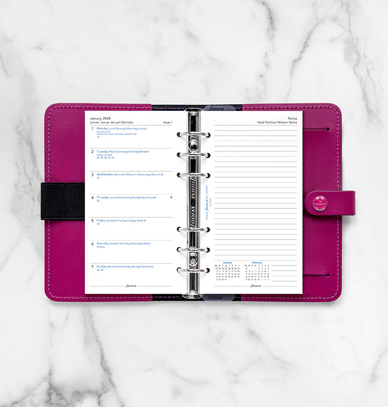 Week On One Page Diary With Notes - Personal 2024 Multilanguage - Filofax
