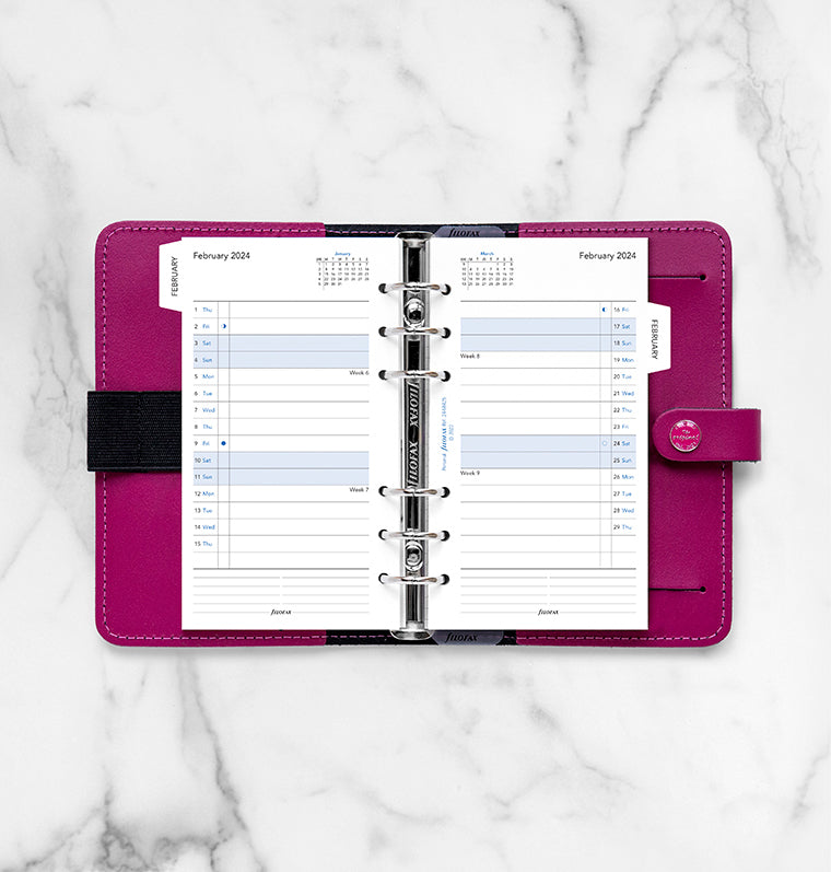 Month On Two Pages Diary With Tabs - Personal 2024 English - Filofax