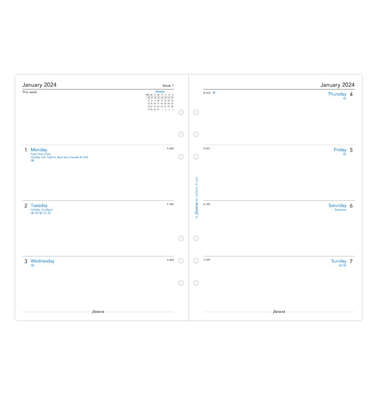 Minimal Week On Two Pages Vertical Diary - A5 2024 Multilanguage