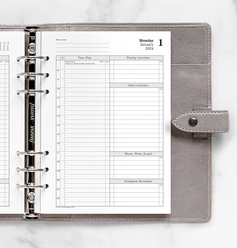 Time Management One Day On Two Pages Diary - A5 2024 English - Filofax