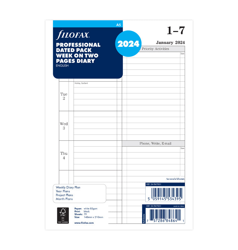  Filofax Personal Confetti week to view 2024 diary : Office  Products