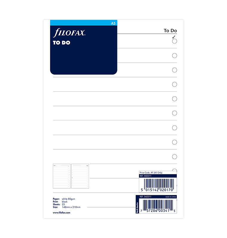 To Do A5 Refill - Filofax – Filofax US