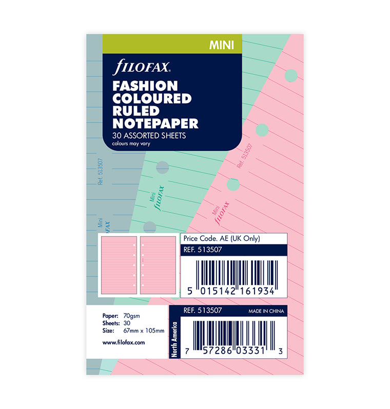 Fashion Colored Ruled Notepaper Mini Refill- Filofax – Filofax US