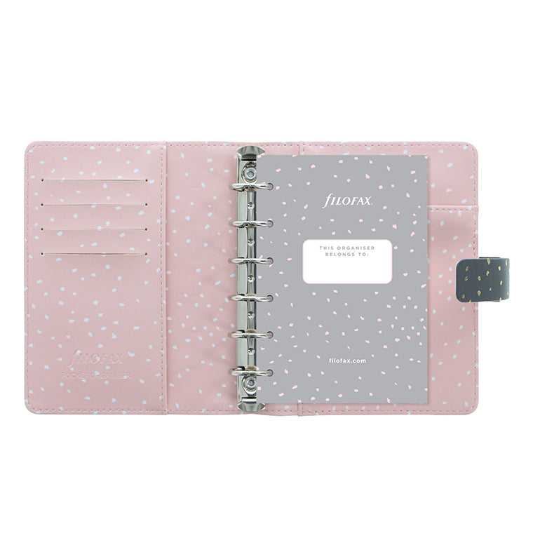 Charcoal Confetti Pocket Organizer with Pink interior