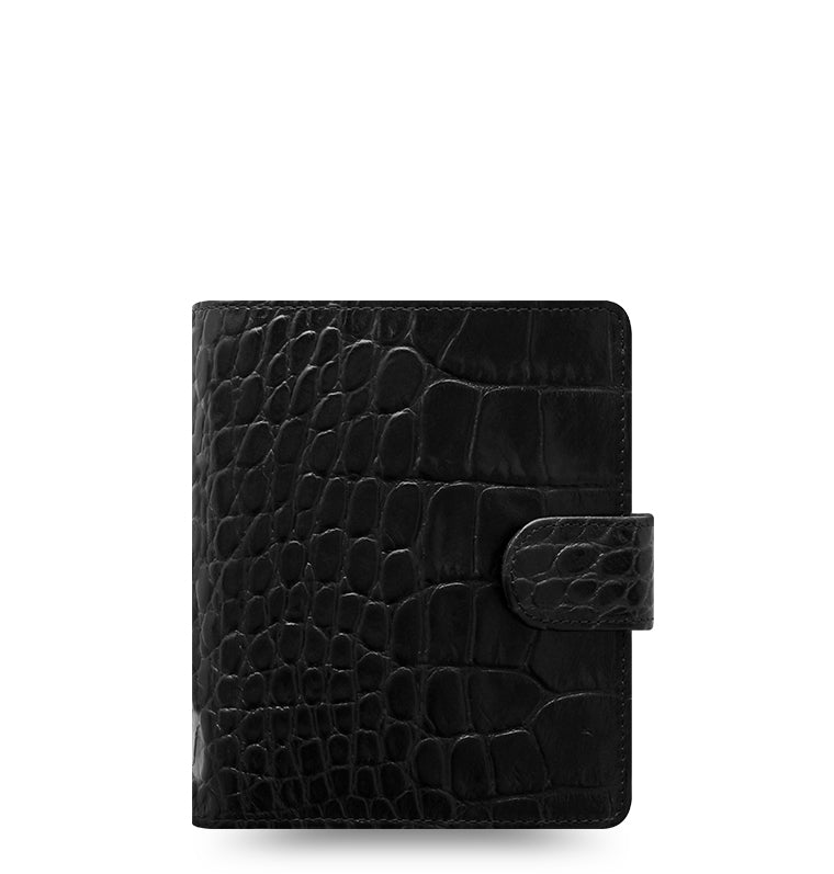 Classic Croc Pocket Organizer Black Ebony Leather