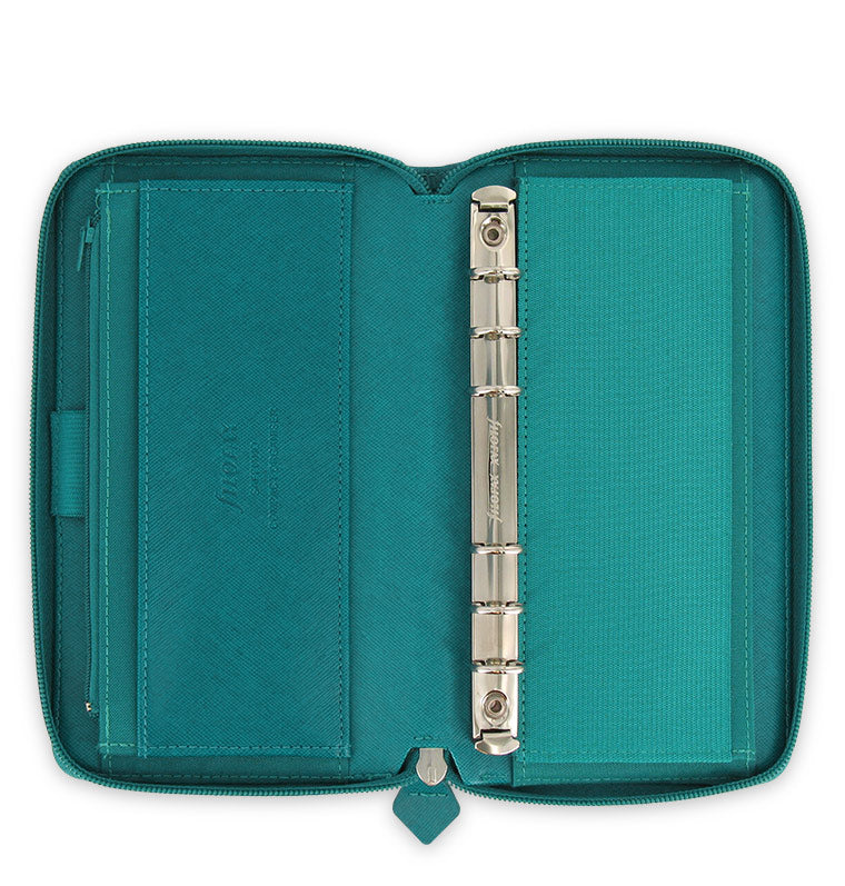 Saffiano Personal Compact Zip Organizer Aquamarine Inside