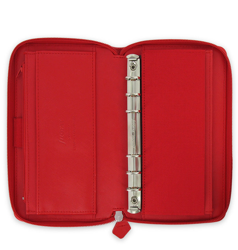 Saffiano Personal Compact Zip Organizer Poppy with Rings