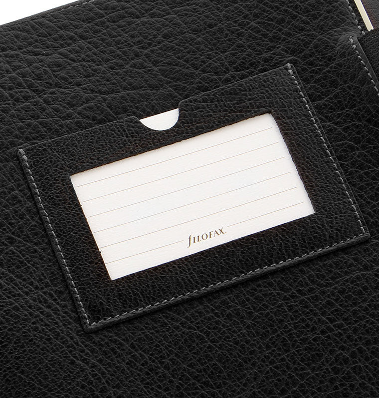 Heritage A5 Compact Organizer Black Leather Details