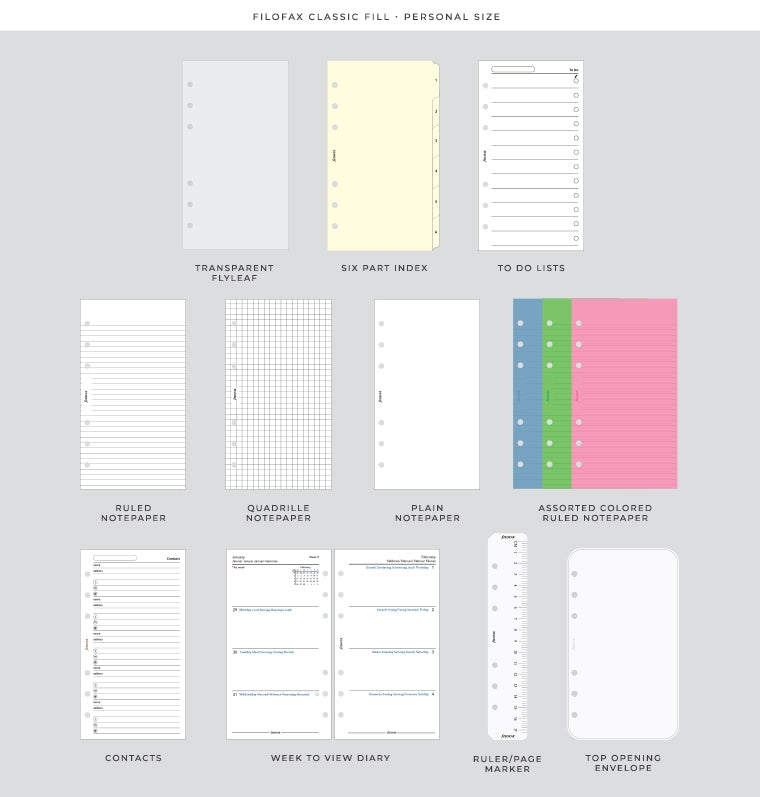 Filofax Personal & Personal Compact Plain Computer Paper Refill (B930200), White
