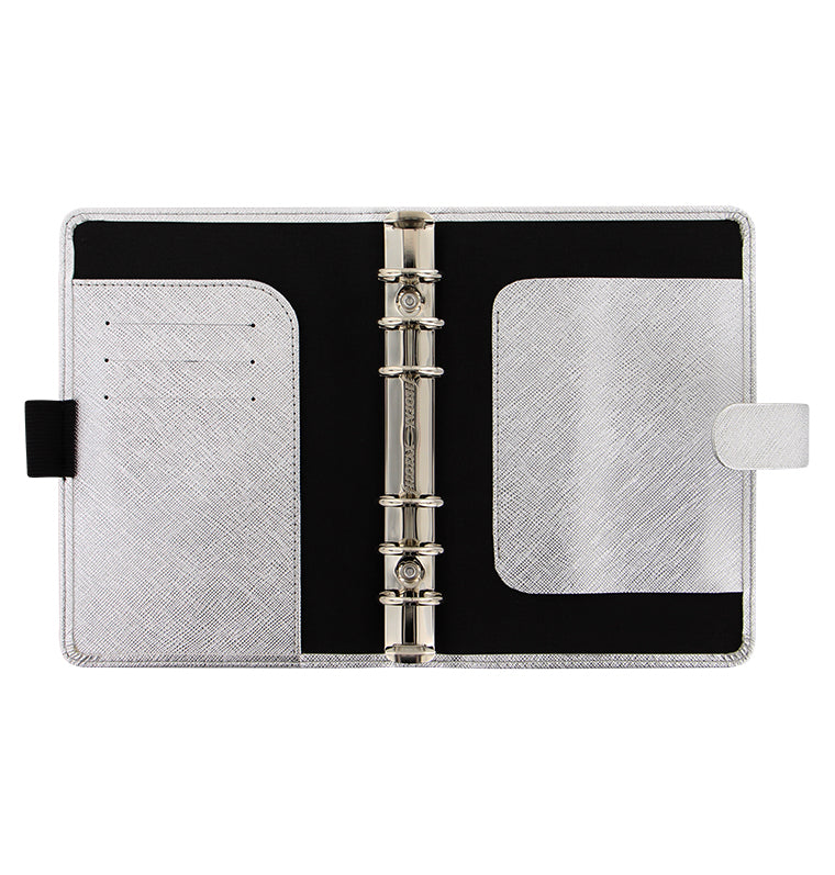Saffiano Metallic Pocket Organizer Silver Inside
